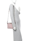 Signature Grain Calfskin Check Embossed Peyton Crossbody Clutch Bag Pale Orchid