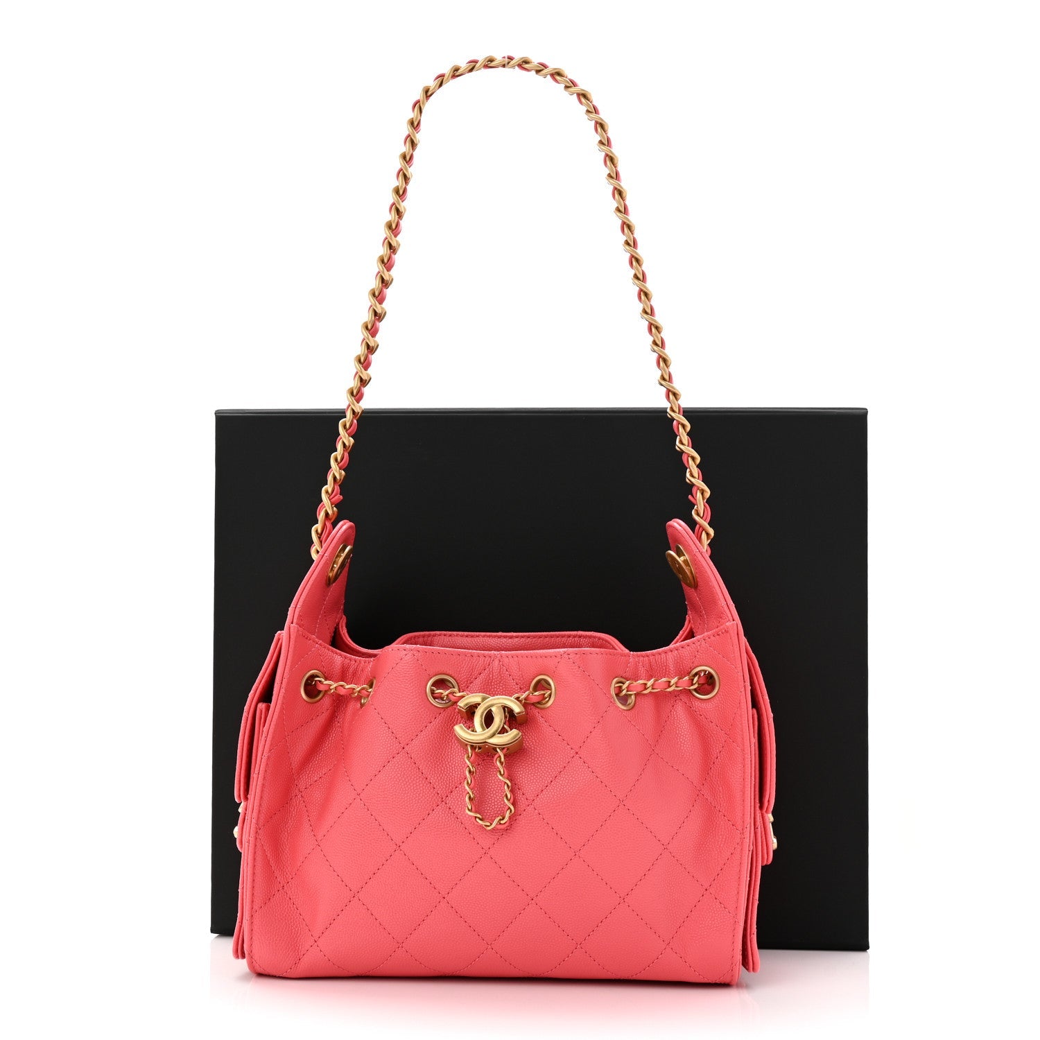 Caviar Quilted Mini CHNL 25 Handbag Coral