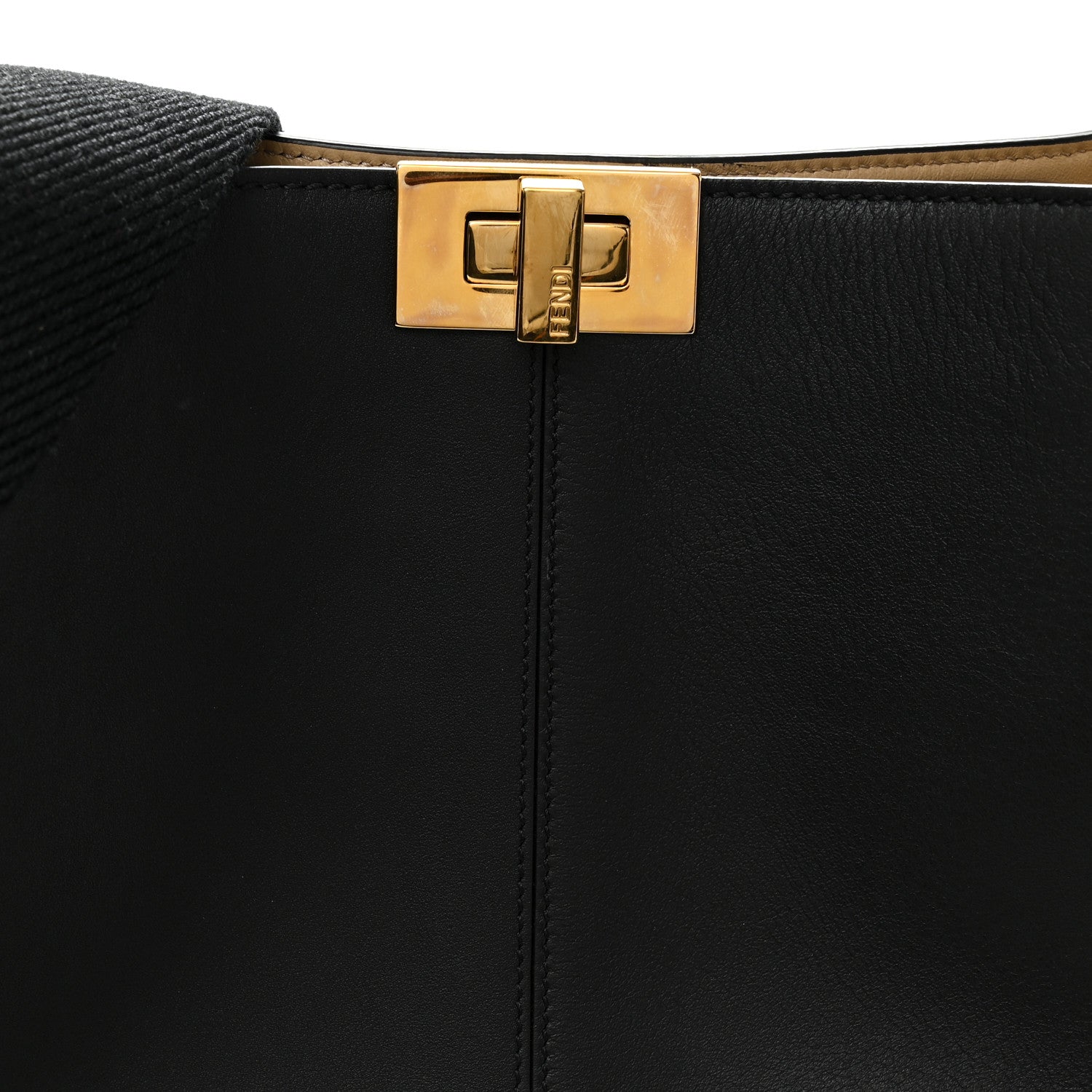 Vitello Seta Glazed Fabric FF 1974 Medium Peekaboo X-Lite Black Mogano Panna