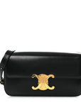 Shiny Calfskin Triomphe Shoulder Bag Black
