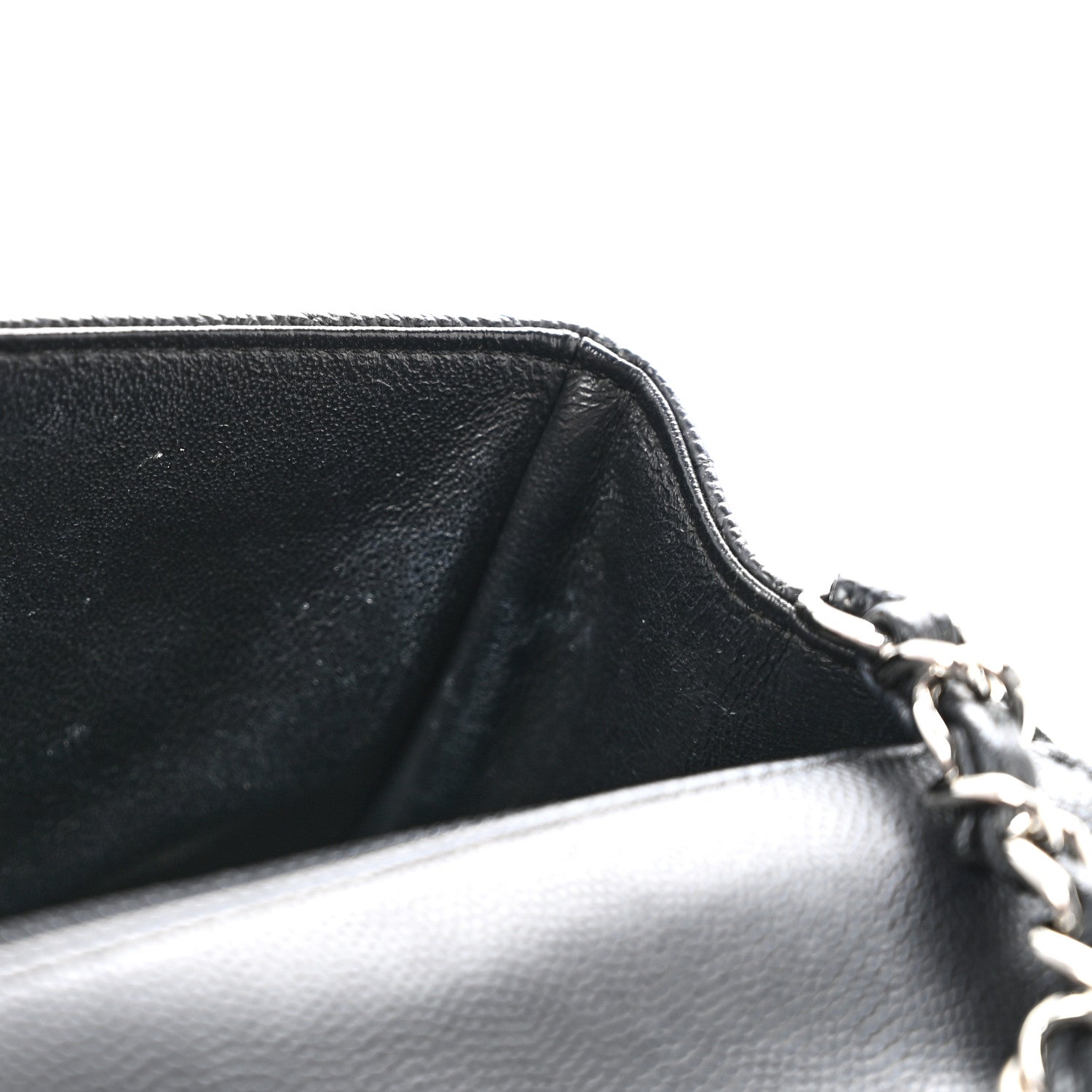 Caviar Chevron Quilted Mini Rectangular Flap Black