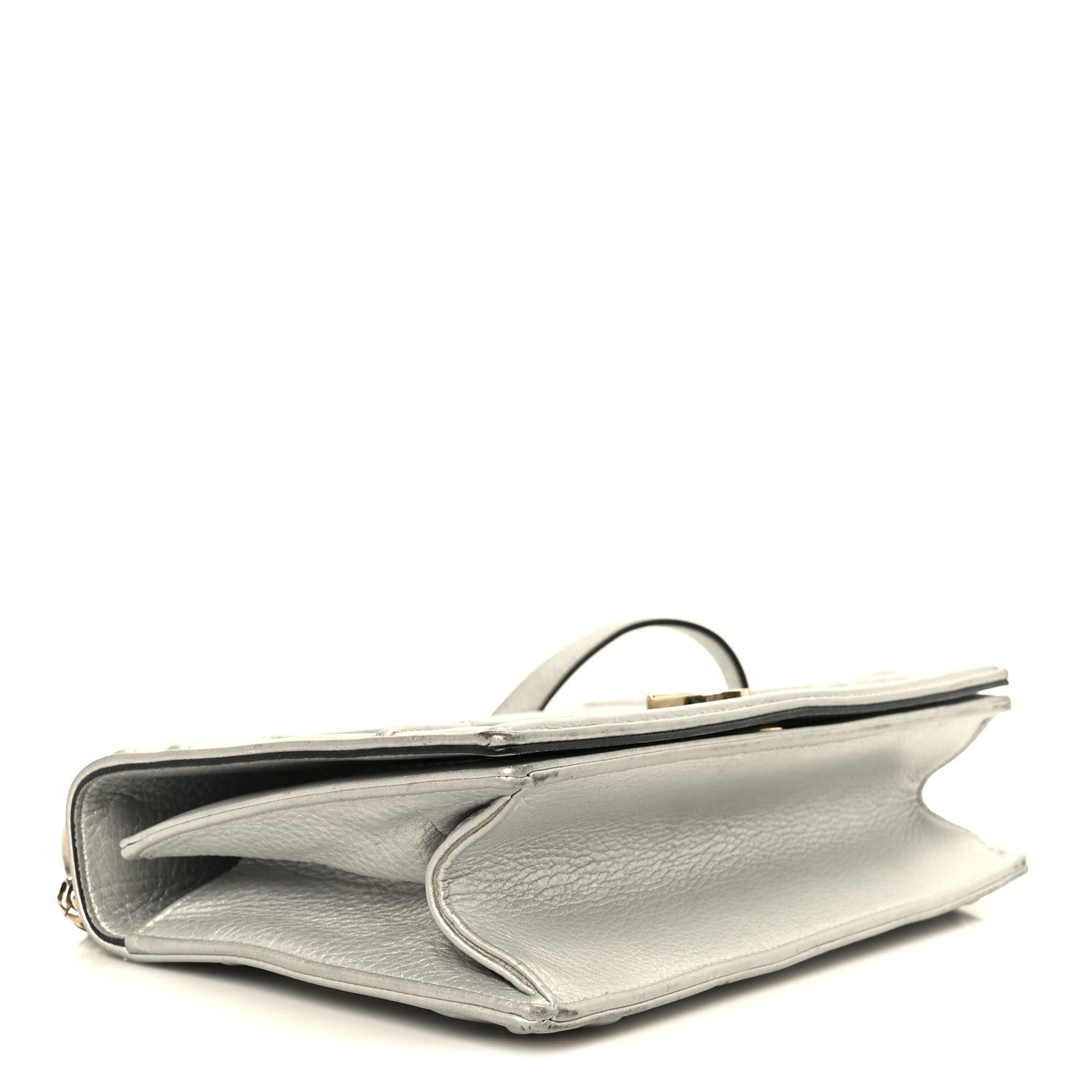 Metallic Grained Calfskin Medium D1ORama Flap Bag Silver