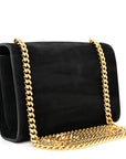 Suede Small Classic Monogram Kate Tassel Satchel Black