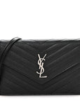 Grain De Poudre Matelasse Chevron Monogram Envelope Chain Wallet Black