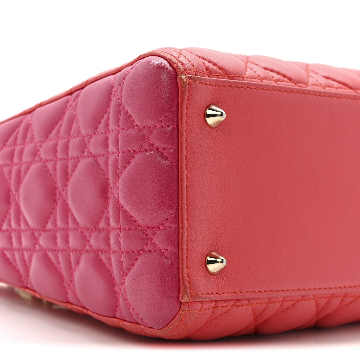 Lambskin Cannage Medium Bi-Color Lady D1OR Orange Fuchsia