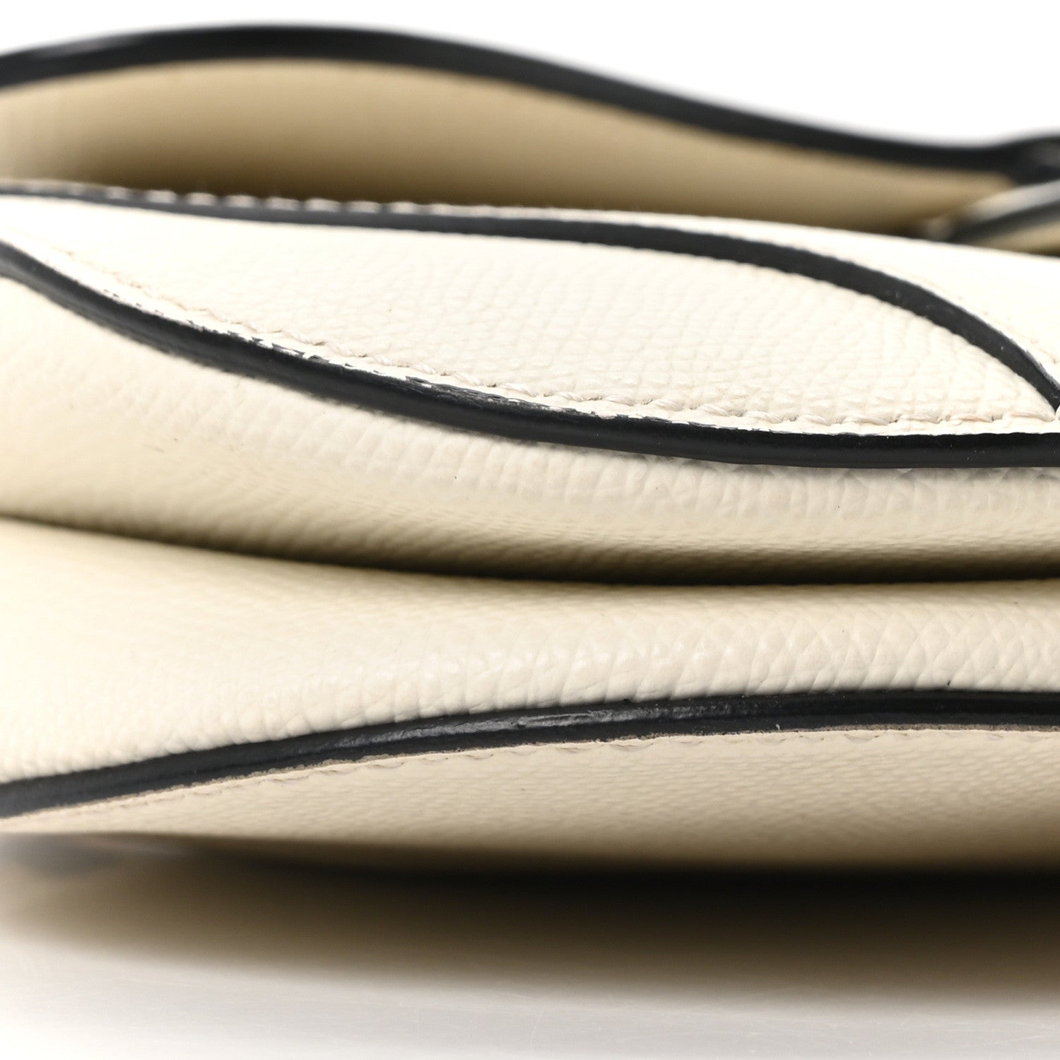 Grained Calfskin Mini Saddle Bag White