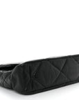 Shiny Goatskin Quilted Large CHNL 19 Flap Black