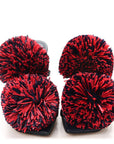 Calfskin Pom Slide Sandals 36 Navy Red