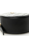Lambskin Quilted Round Clutch With Chain Black