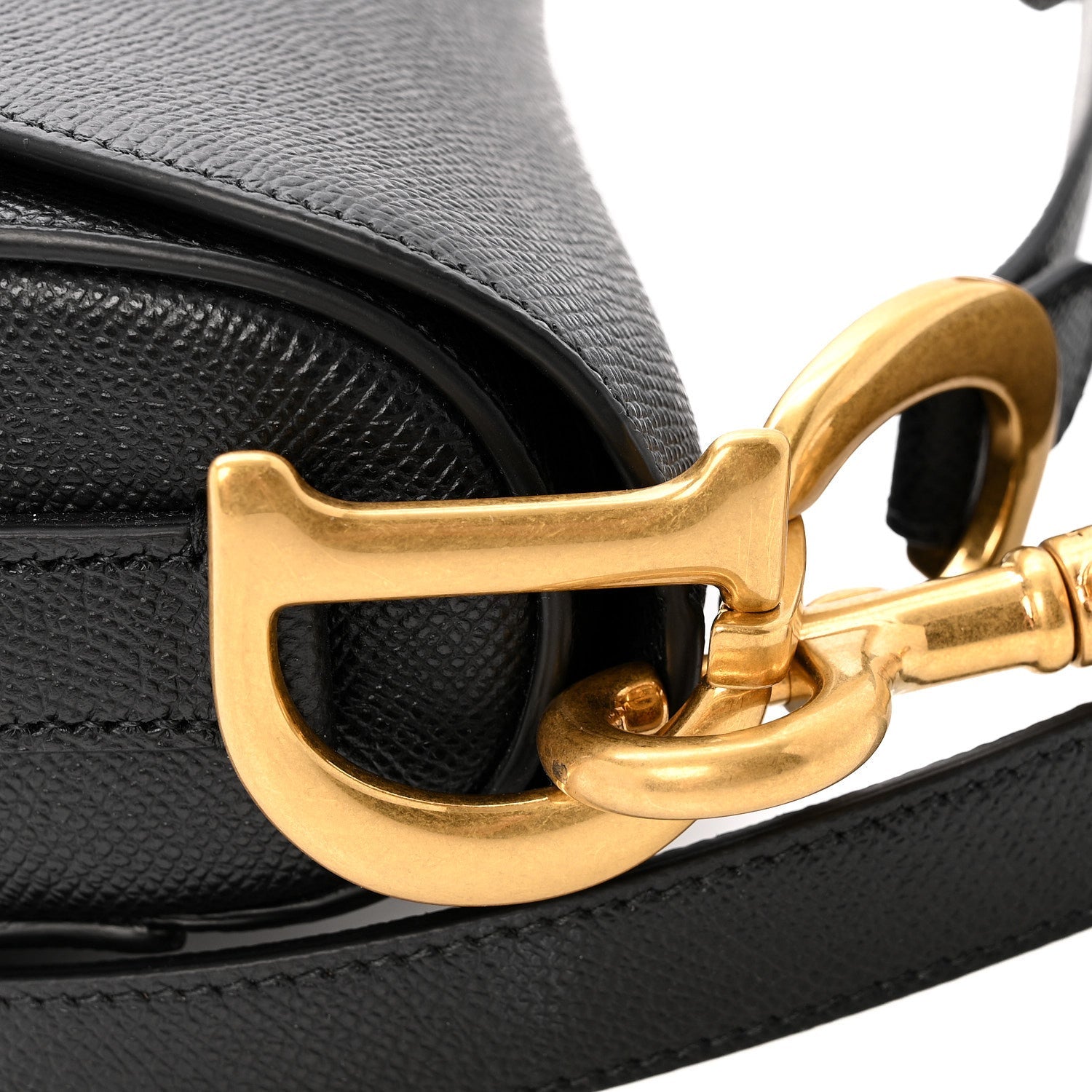 Grained Calfskin Saddle Bag With Strap Black