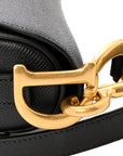 Grained Calfskin Saddle Bag With Strap Black