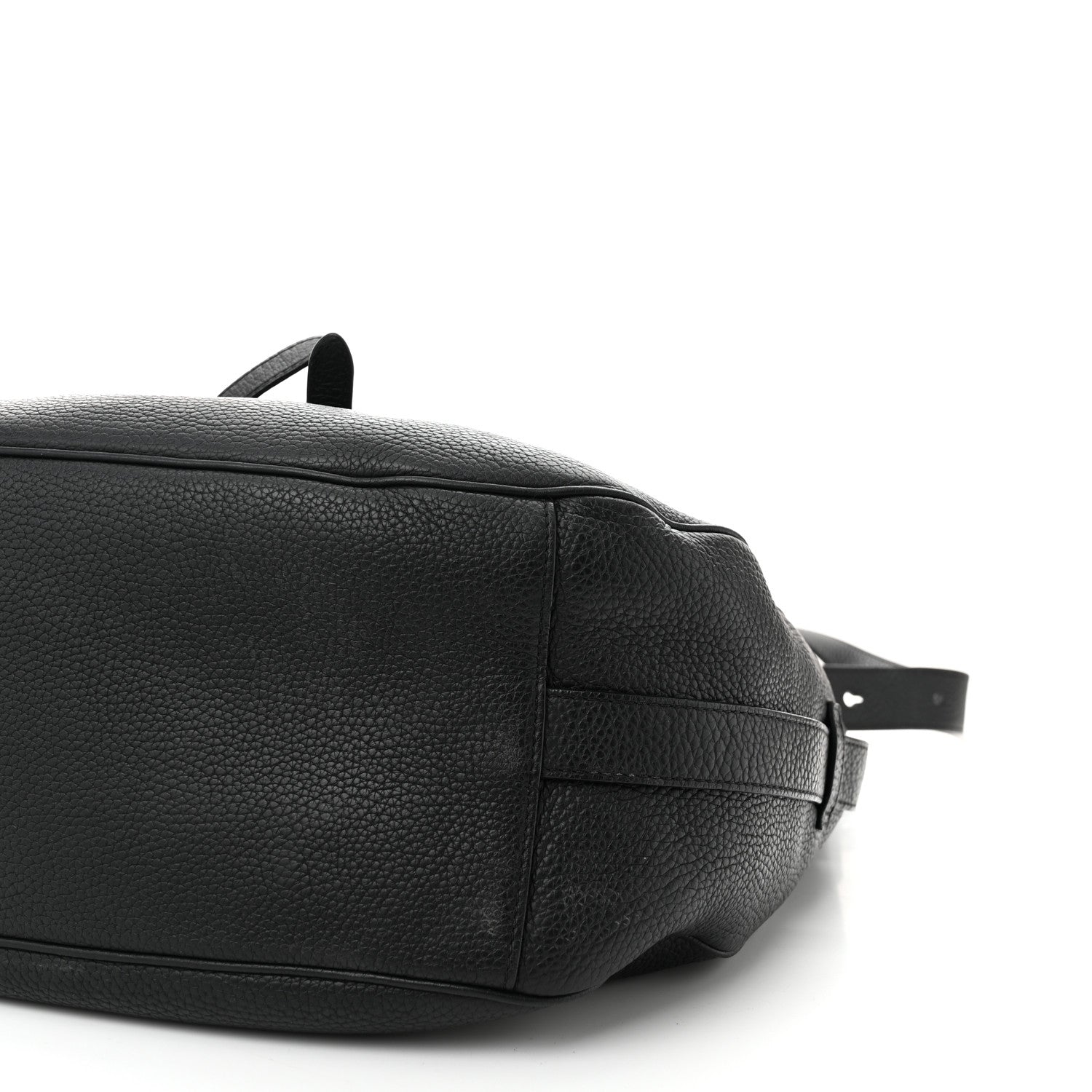 Grained Calfskin Saddle Soft Bag Black