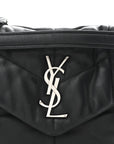 Lambskin Quilted Small Loulou Puffer Monogram Chain Satchel Black
