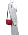 Grained Calfskin Medium Monogram Sunset Satchel Red