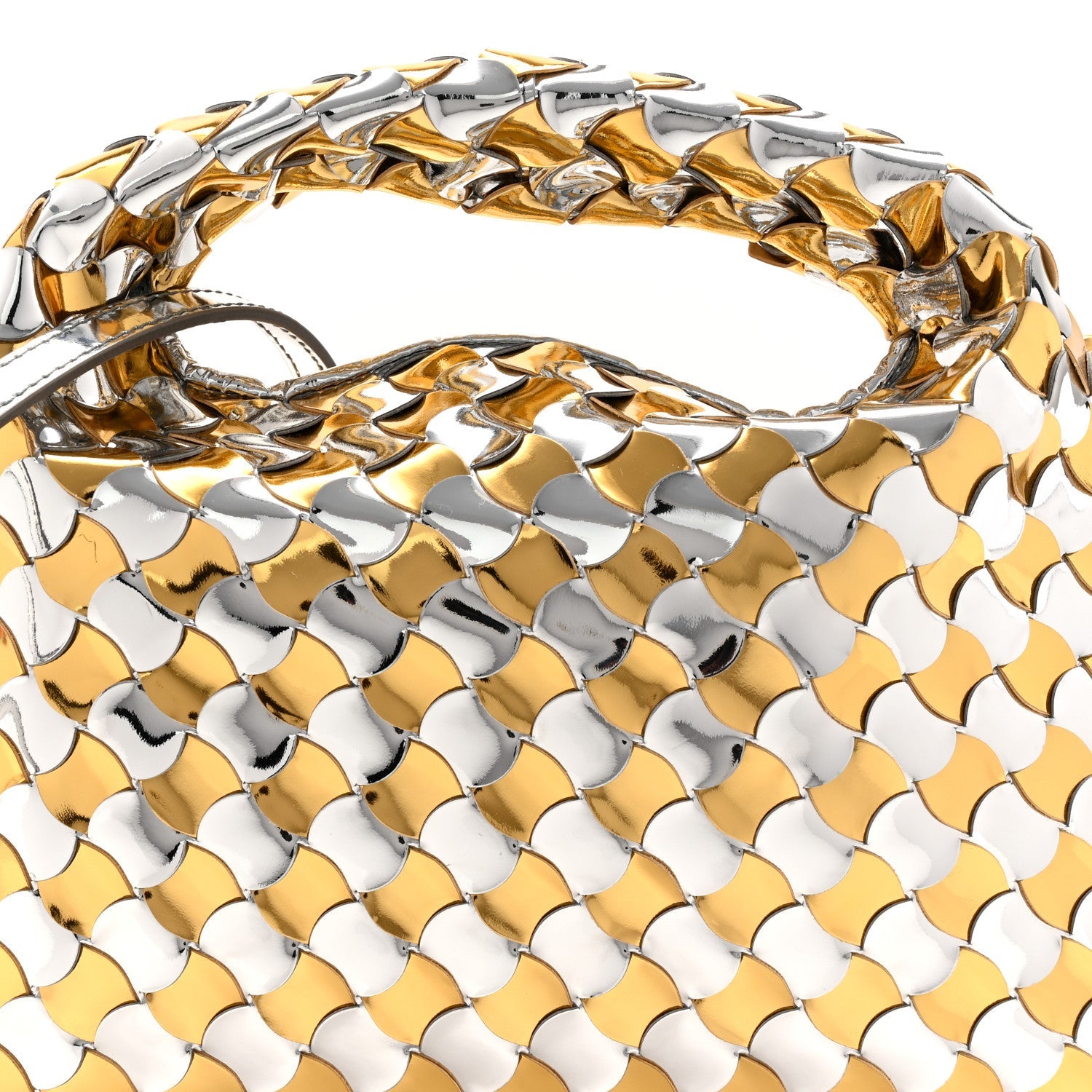 Metallic Lambskin Intrecciato Mini Hop Silver Gold