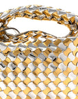 Metallic Lambskin Intrecciato Mini Hop Silver Gold