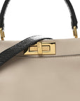 Vitello Seta Snakeskin Monster Eyes Medium Peekaboo Iconic Satchel  Amido Sand Black