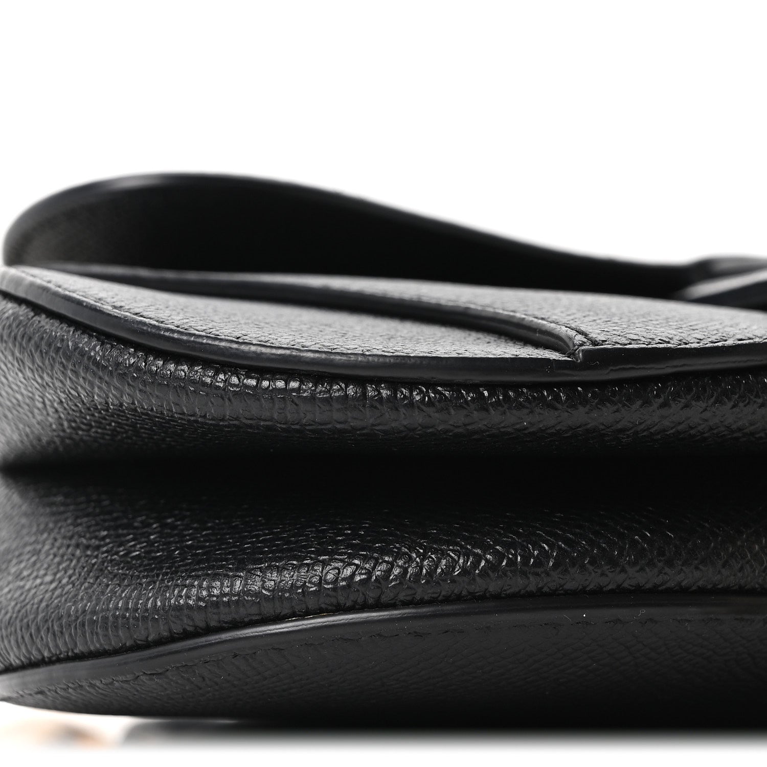 Grained Calfskin Mini Saddle Bag Black