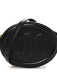Smooth Calfskin Cuir Small Triomphe Oval Crossbody Purse Black