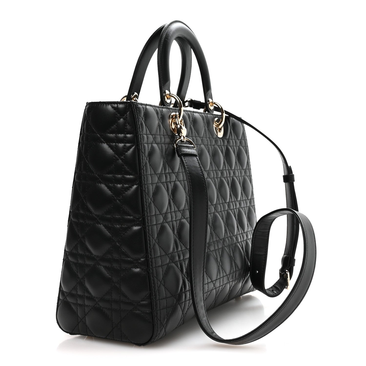 Lambskin Cannage Large Lady D1OR Black