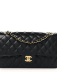 Caviar Quilted Medium Double Flap Black