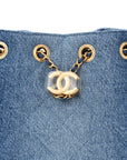 Washed Denim Quilted Mini CHNL 25 Handbag Blue