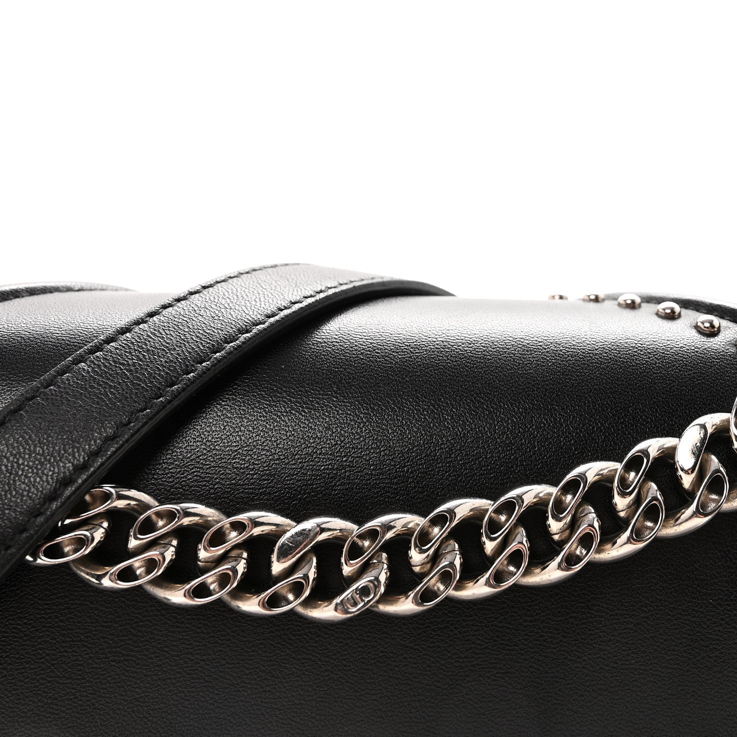 Lambskin Multi Studded Medium D1ORama Flap Bag Black