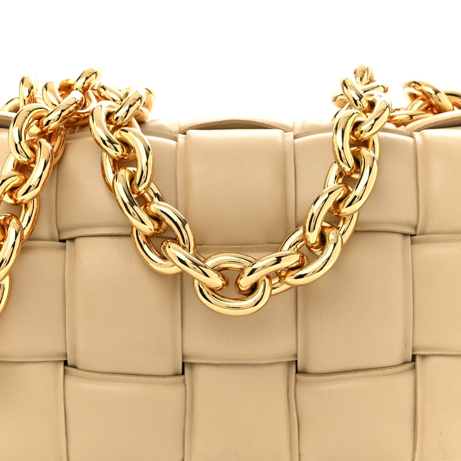 Lambskin Maxi Intreccio Padded Chain Cassette Crossbody Bag Porridge