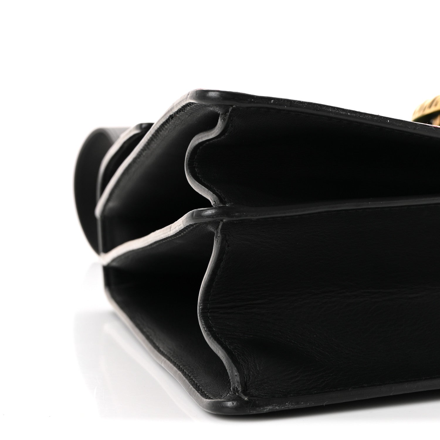 Moon Calfskin Web Large Dionysus Bamboo Top Handle Bag Black Bright Evergreen Hibiscus Red