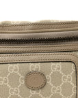 GG Supreme Monogram Textured Calfskin Web Retro Interlocking G Belt Bag Beige Mystic White Oatmeal