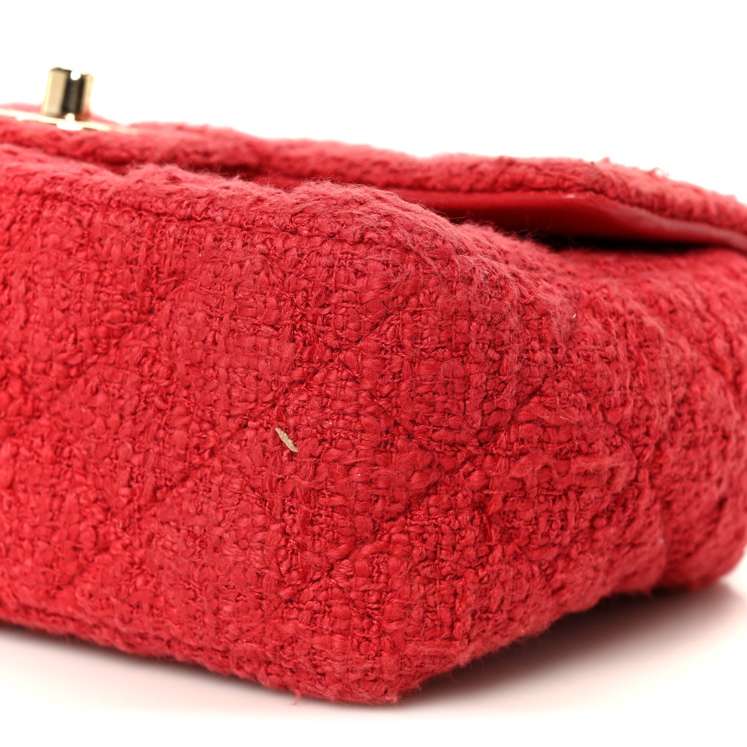 Tweed Quilted Mini Rectangular Flap Red