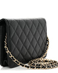 Caviar Quilted Crystal CC Wallet On Chain WOC Black