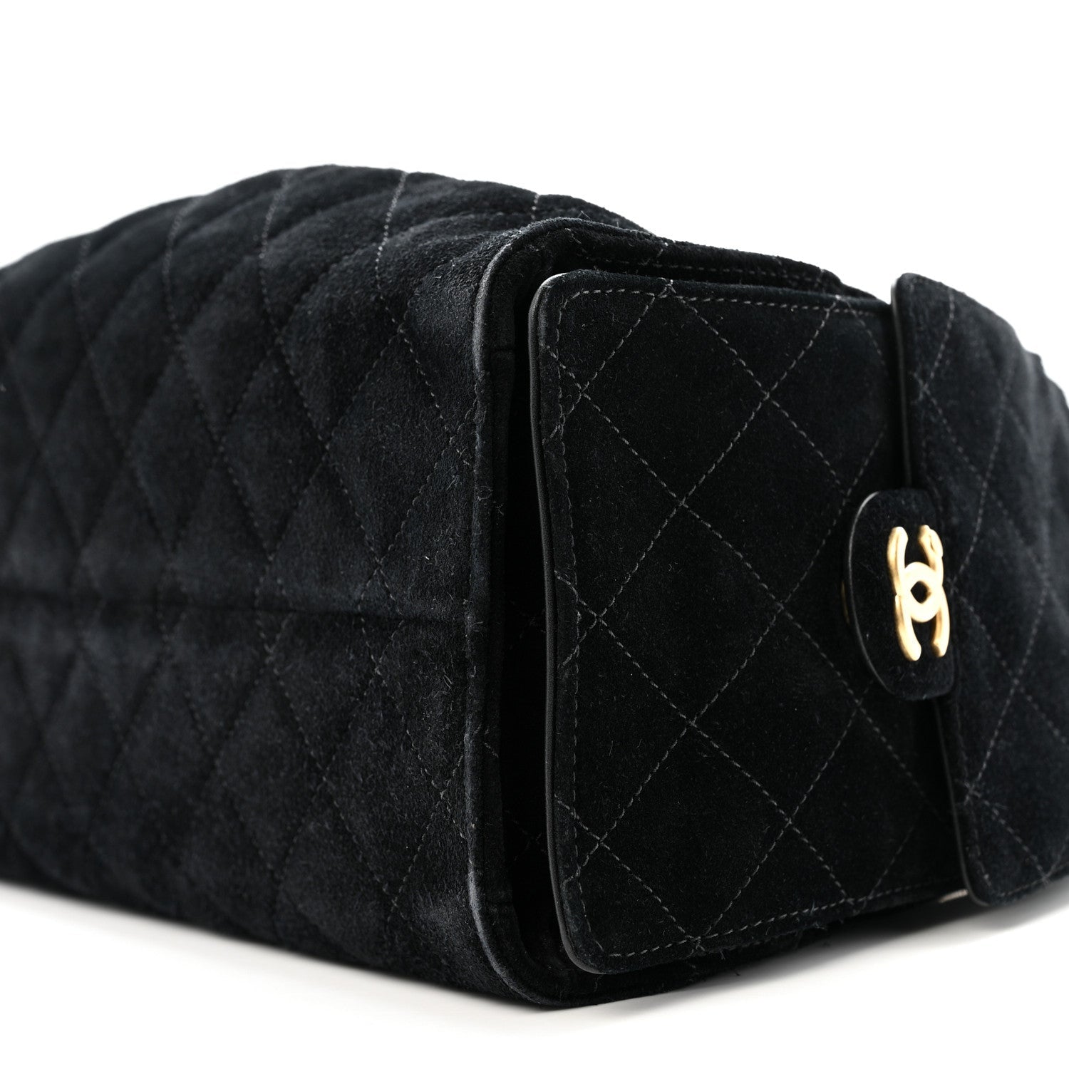 Suede Quilted Small CHNL 25 Handbag Black