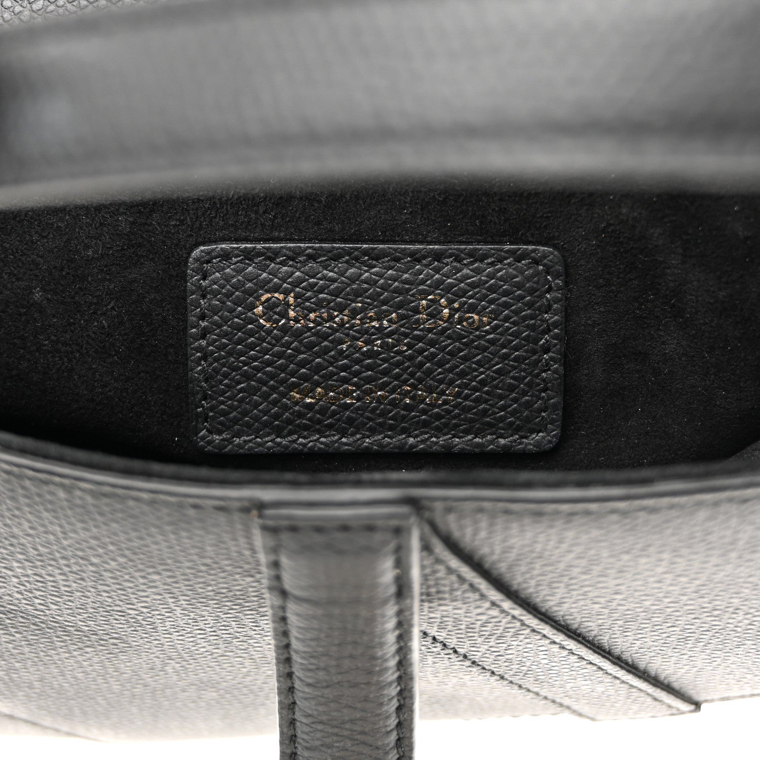 Grained Calfskin Mini Saddle Bag Black