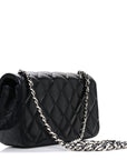 Lambskin Quilted Extra Mini Rectangular Flap Black