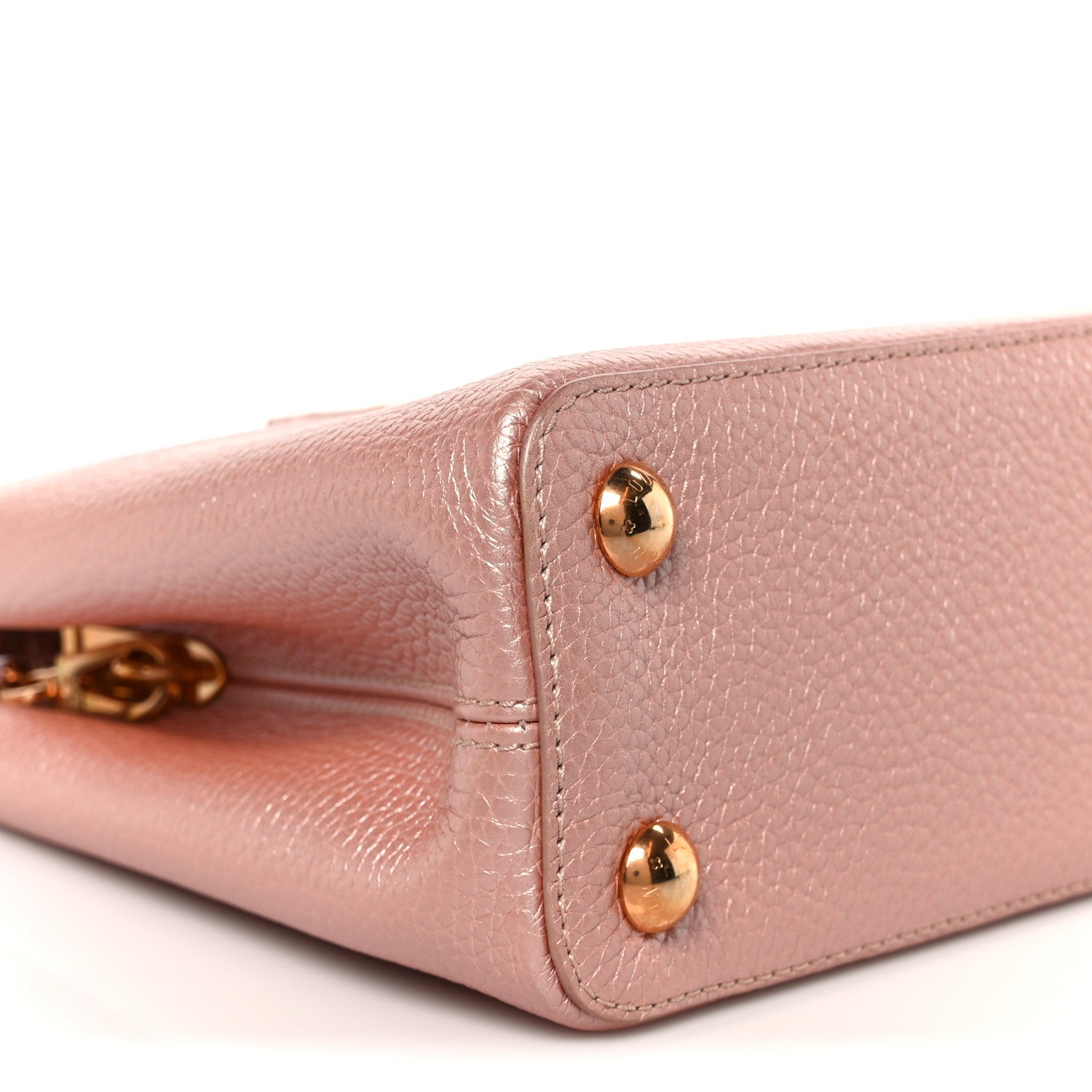 Metallic Taurillon Capucines BB Pearly Pink