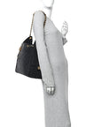 Washed Denim Quilted Medium CHNL 25 Handbag Black