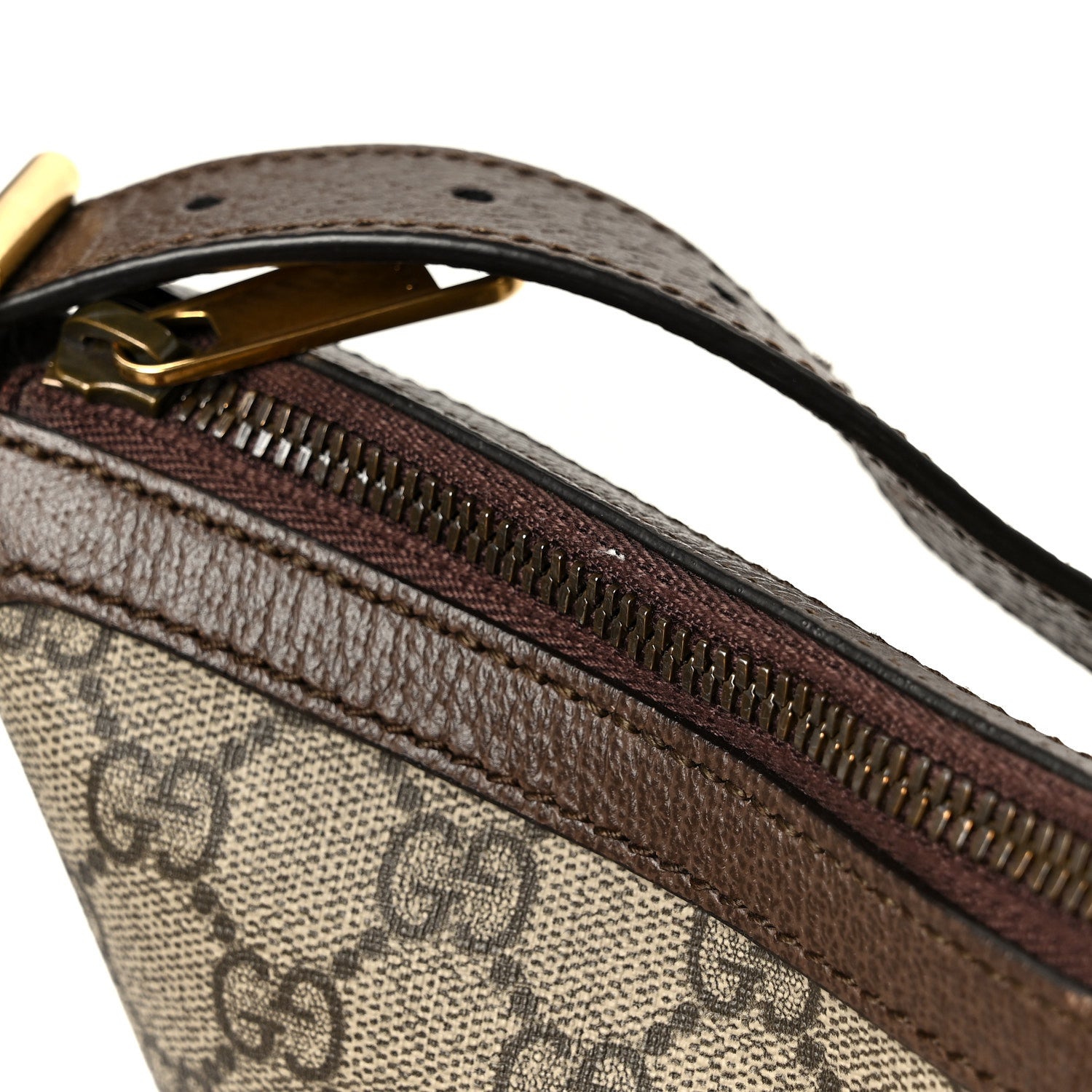 GG Supreme Monogram Web Small Ophidia Half Moon Hobo Brown