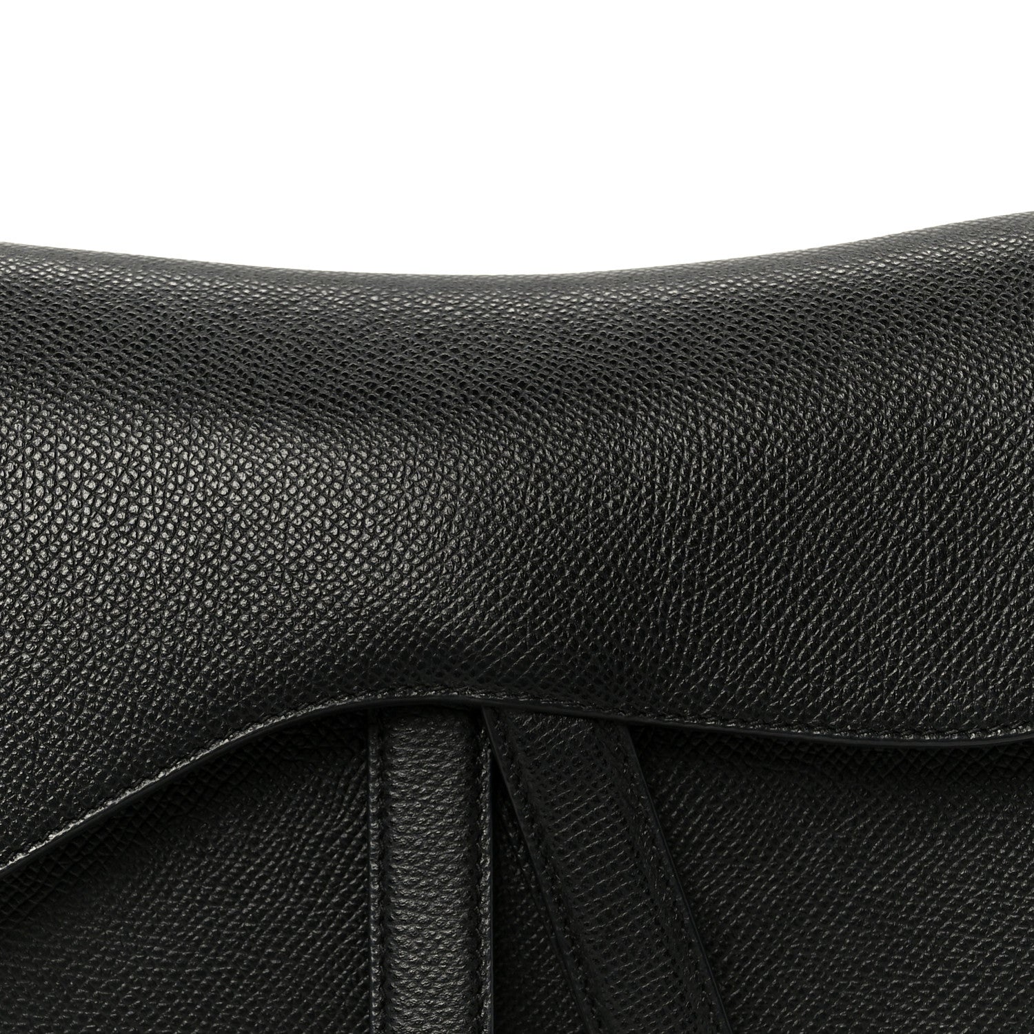 Grained Calfskin Saddle Bag Black