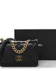 Lambskin Quilted CHNL 19 Wallet On Chain WOC Black