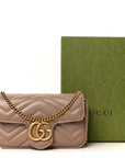 Calfskin Matelasse Super Mini GG Marmont Shoulder Bag Porcelain Rose
