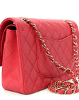 Caviar Quilted Medium Double Flap Dark Pink