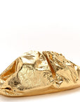 Metallic Crinkled Lambskin The Pouch Oversized Clutch Oro