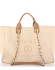 Canvas Pearl Medium Deauville Tote Ecru Beige