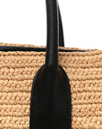 Raffia Calfskin Rive Gauche Tote Naturale Black
