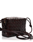 Polished Nappa Intrecciato Knot Mini Loop Camera Bag Madder Brown