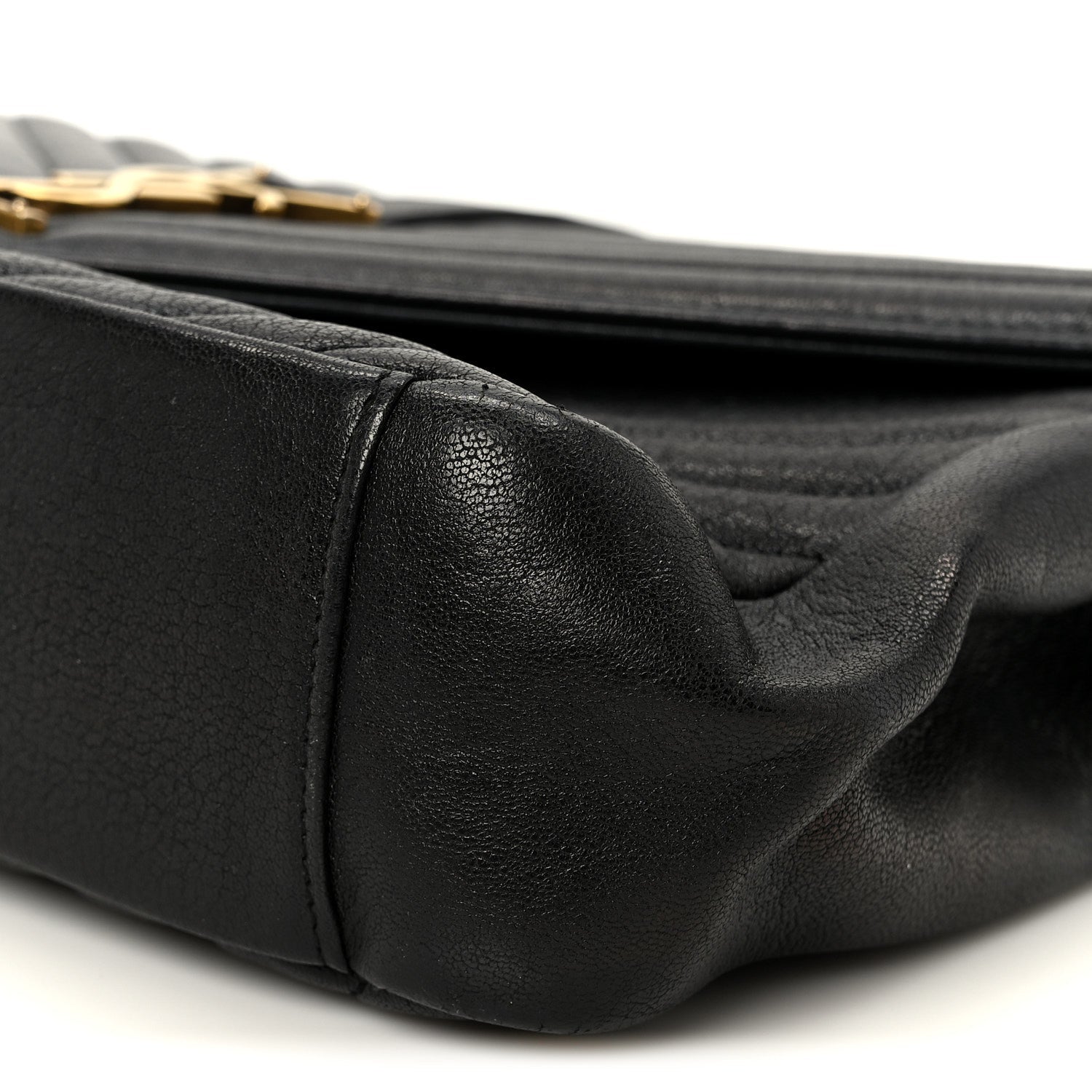 Sheepskin Matelasse Chevron Monogram Large College Satchel Black