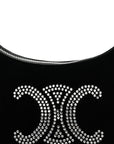Velvet Strass Triomphe Ava Shoulder Bag Black