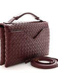 Nappa Intrecciato Knot Lock Top Handle Crossbody Bag Barolo