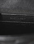 Sheepskin Matelasse Chevron Monogram Medium College Bag Black